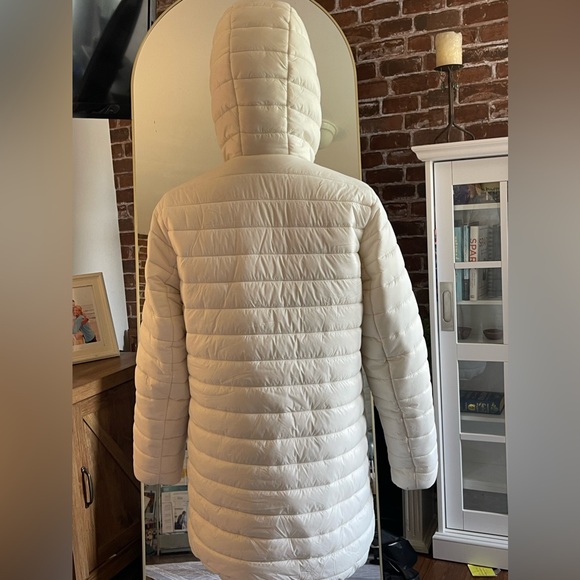 White Faux Fur Reversible Ling Puffer Coat - Sz Small - Picture 4 of 10